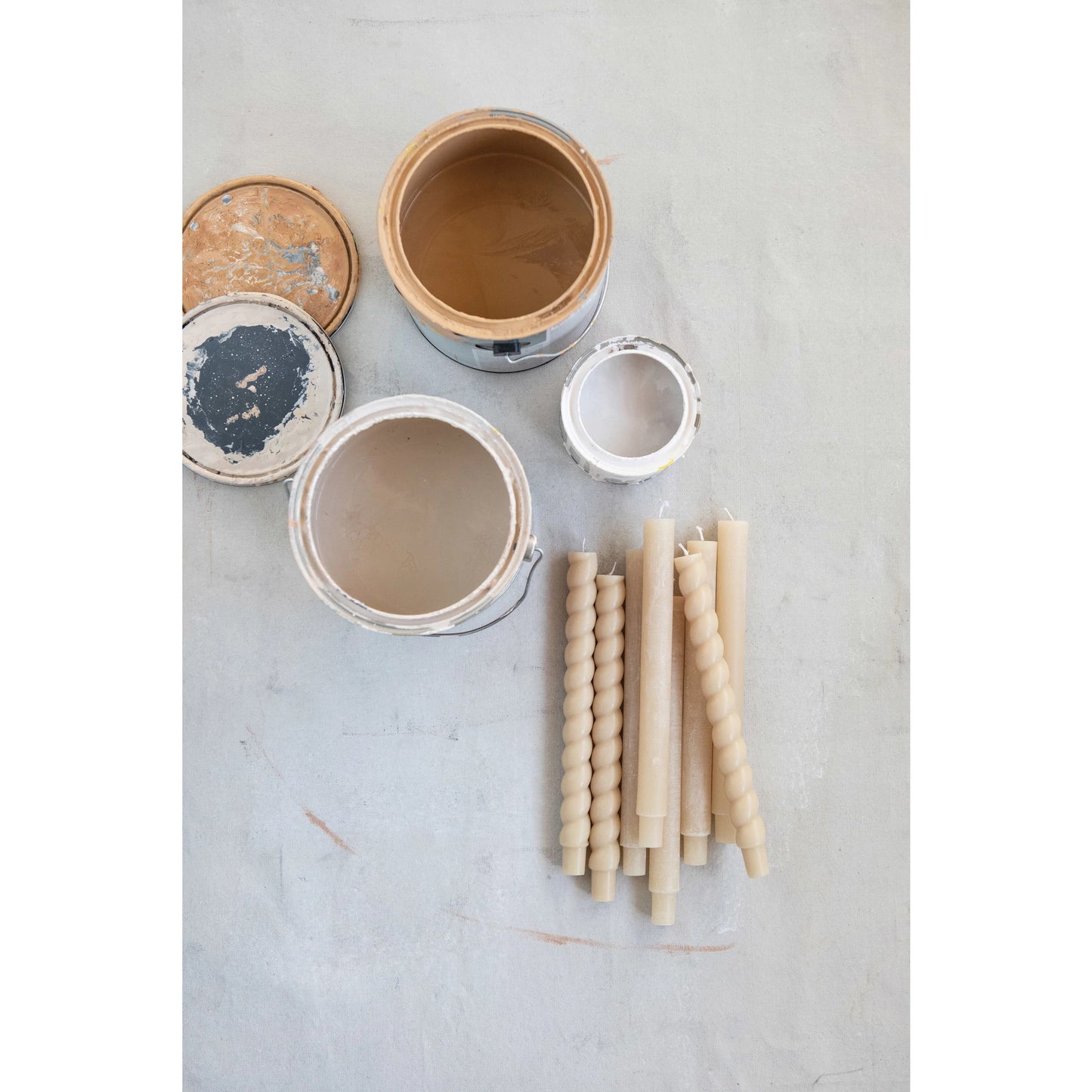 Unscented Taper Candle | Set of 12 | Cream Powdered Finish