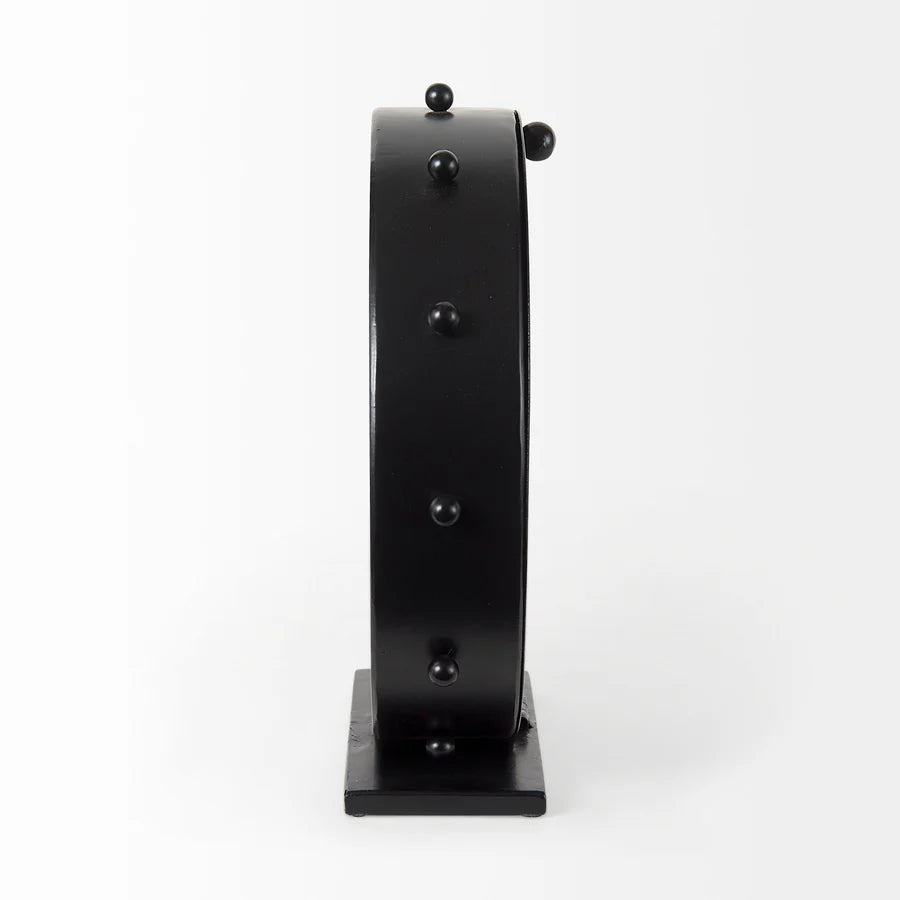 Marian 11.0L x 3.1W x 11.0H Black Studded Round Table Clock