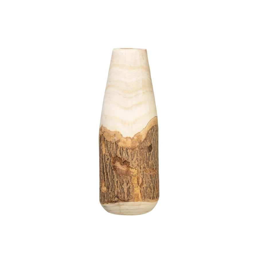 Paulownia Wood Vase w/ Live Edge | Large