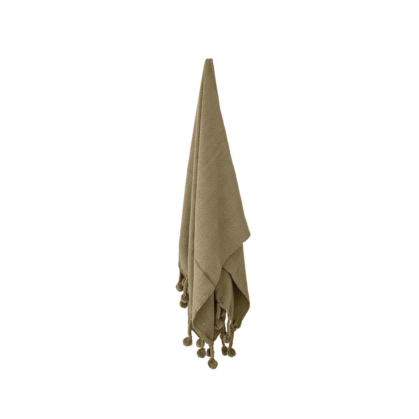 Throw w/ Braided Pom Pom Tassels | Green