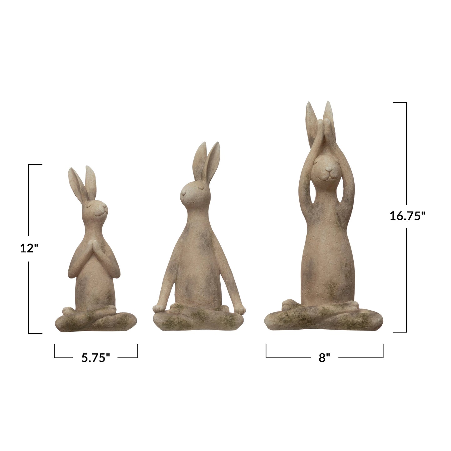 Yoga Rabbit | Set of 3 | Distressed Antique White