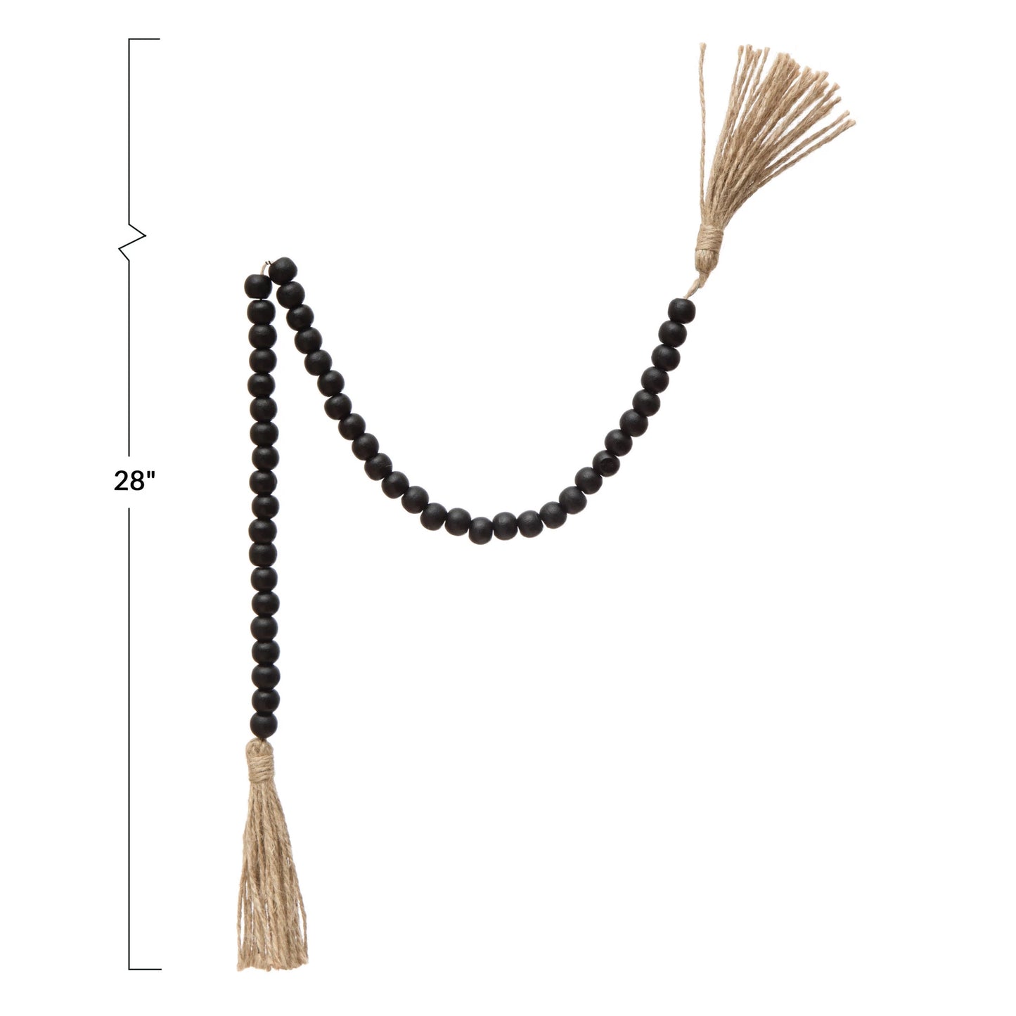 Wood Bead Garland w/ Jute Tassel | Black