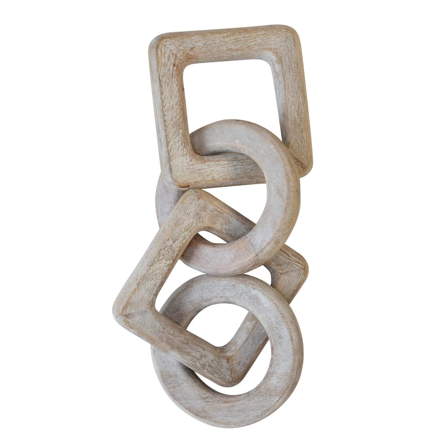 Mango Wood Chain Decor | Whitewashed Finish