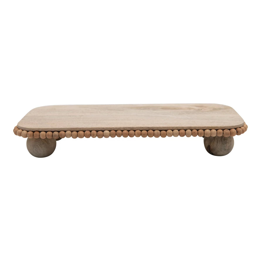 Decorative Mango Wood Pedestal w/ Beaded Edge