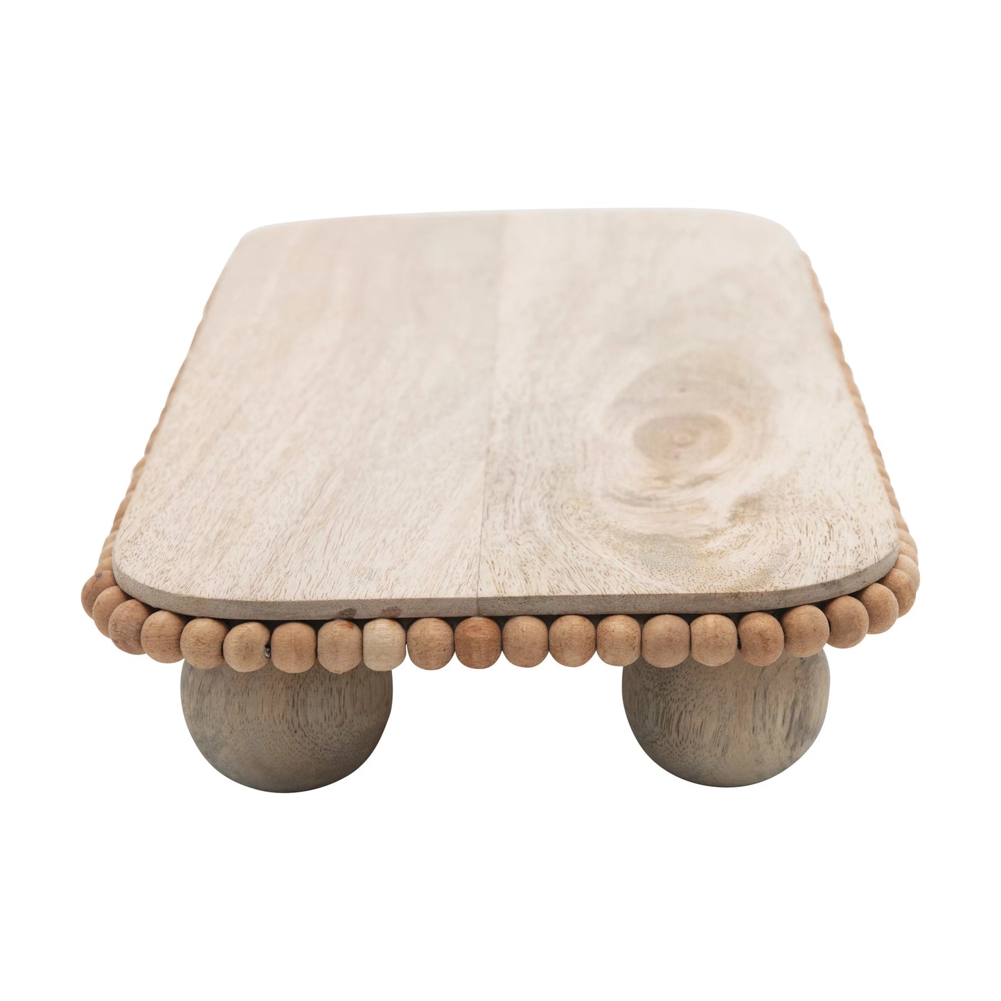 Decorative Mango Wood Pedestal w/ Beaded Edge