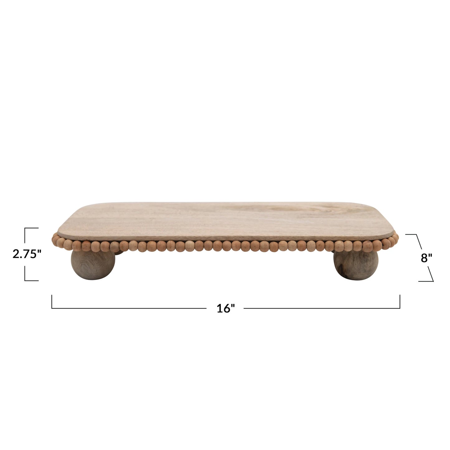 Decorative Mango Wood Pedestal w/ Beaded Edge