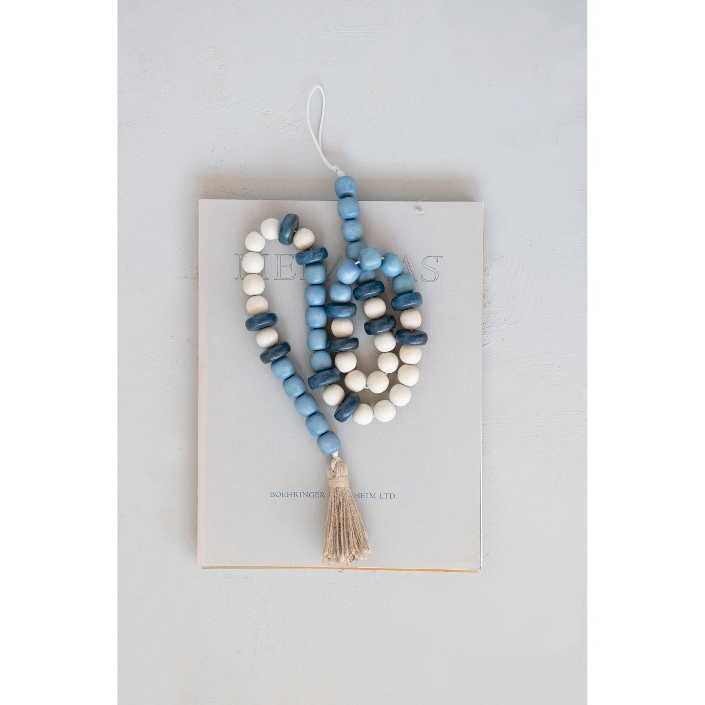 Wood Bead Garland w/ Jute Tassel | Blue