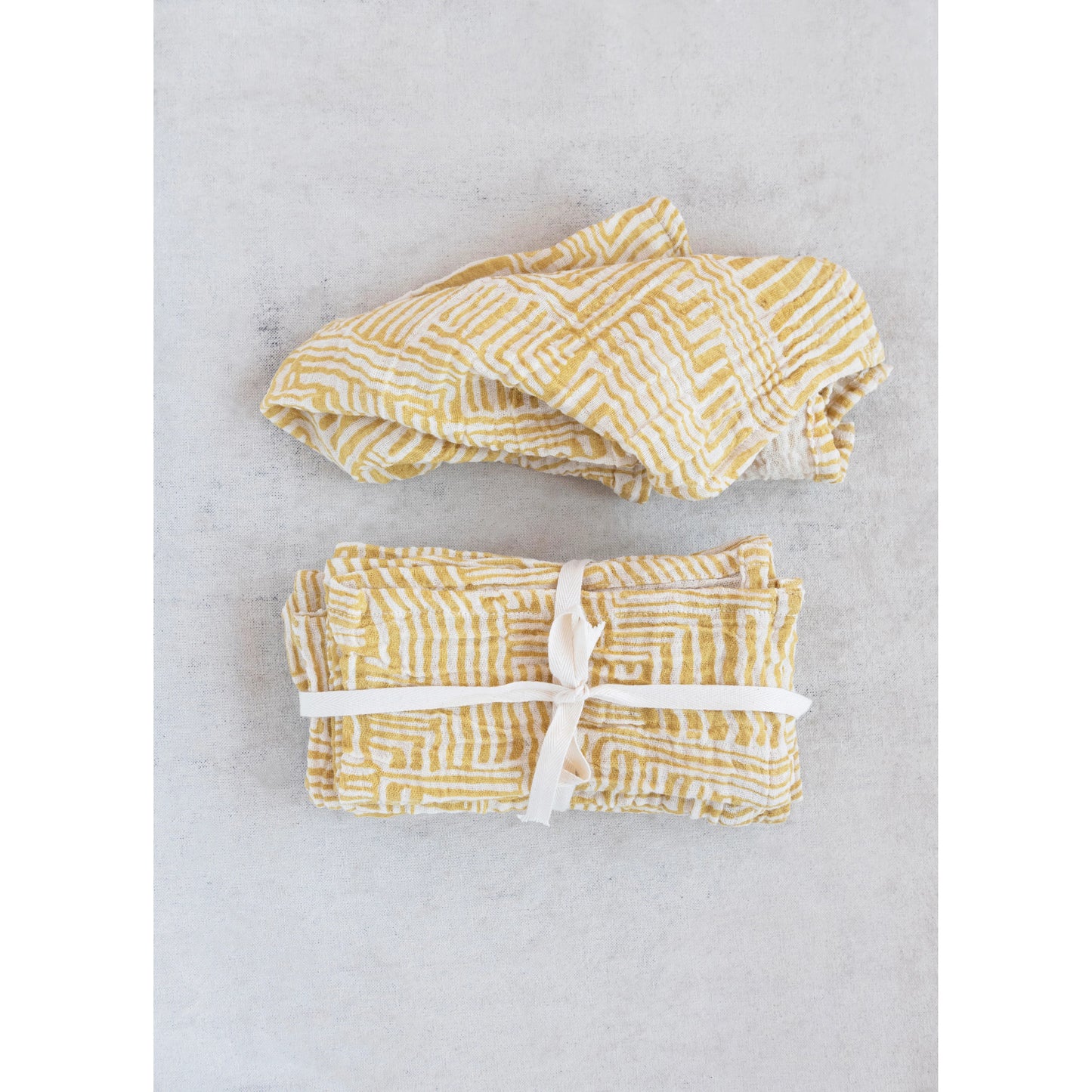 Cotton Napkins w/ Kuba Cloth Pattern | Set of 4 | Yellow