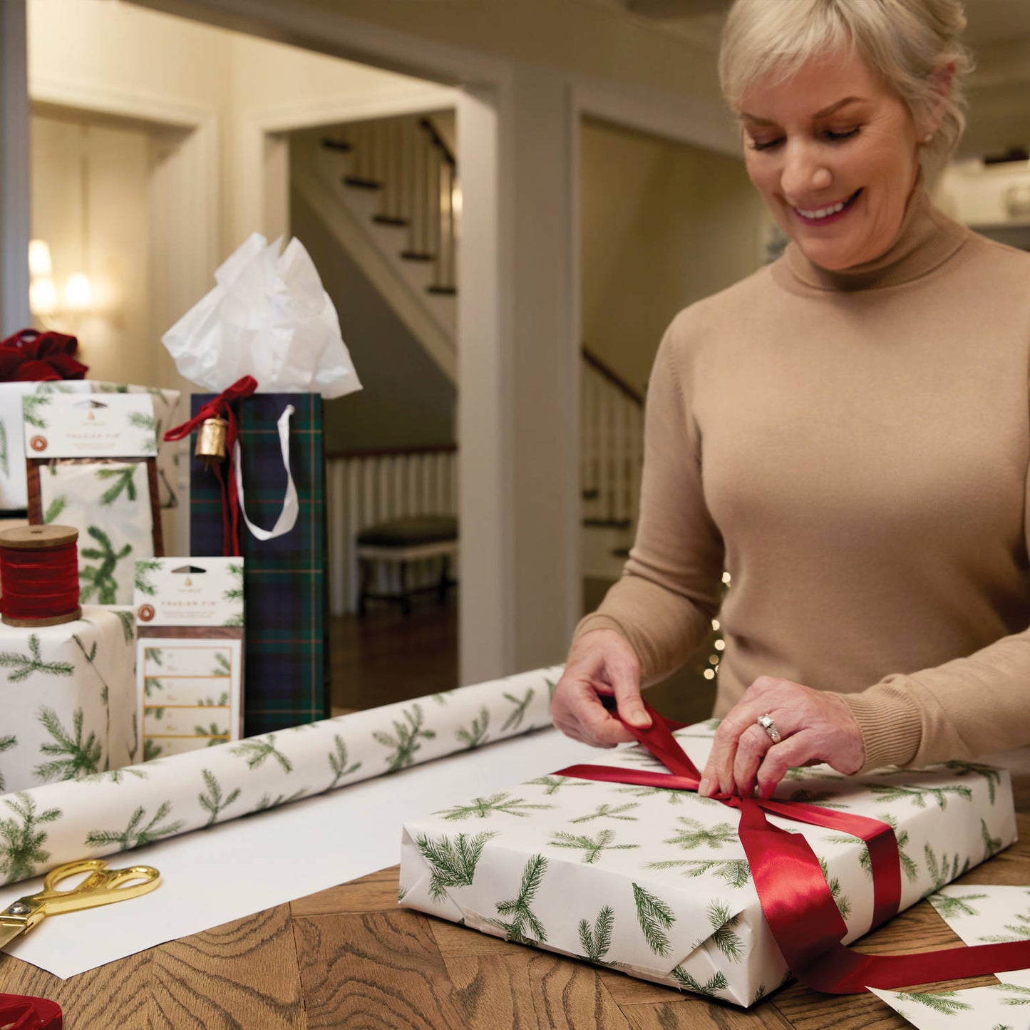 Thymes Scented Wrapping Paper | Frasier Fir | Pine Needle Design