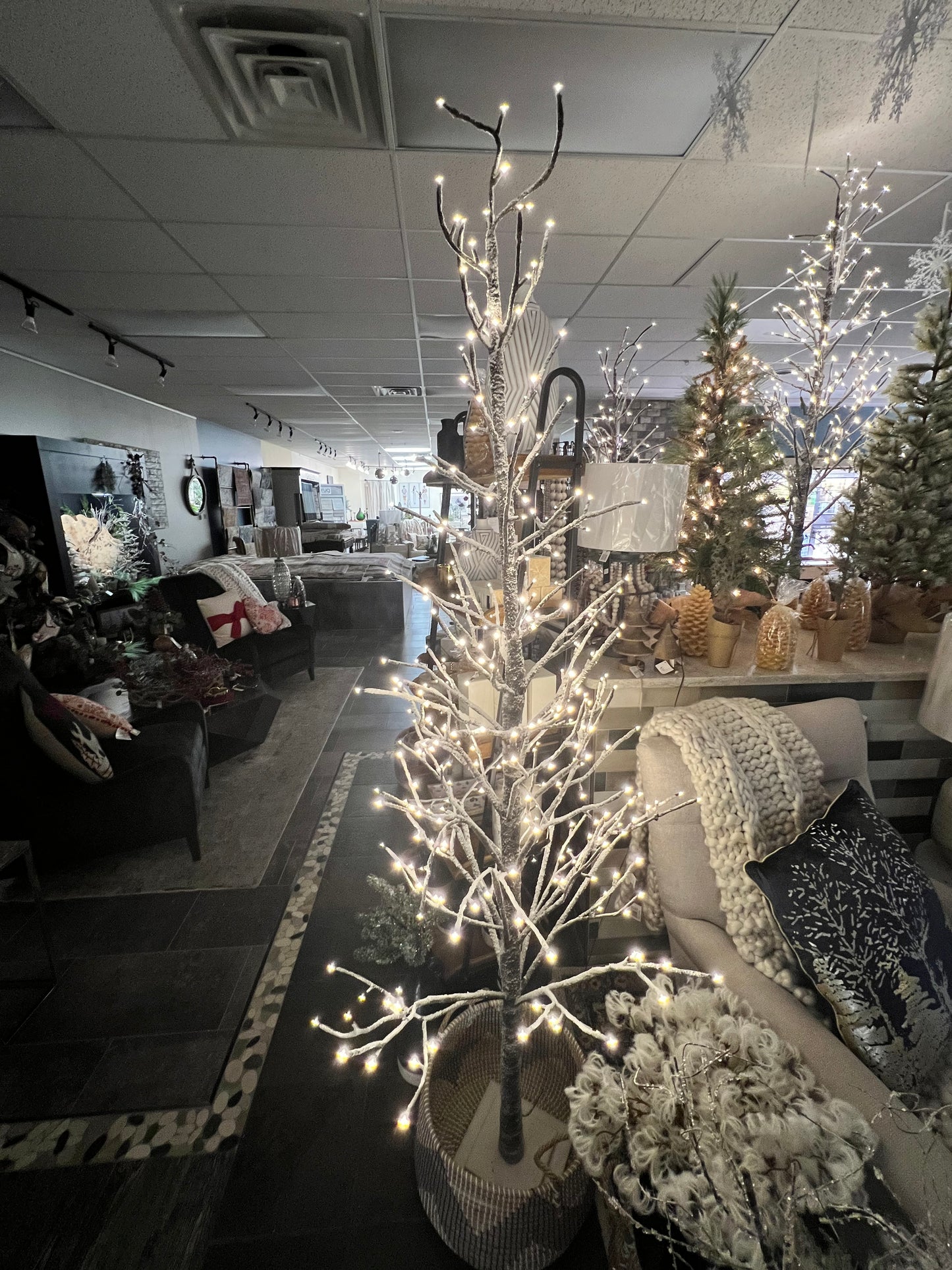 Snowy Flocked LED Twig Tree " 90"