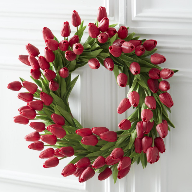 22 Inch Red Real Touch Mini Tulip Wreath