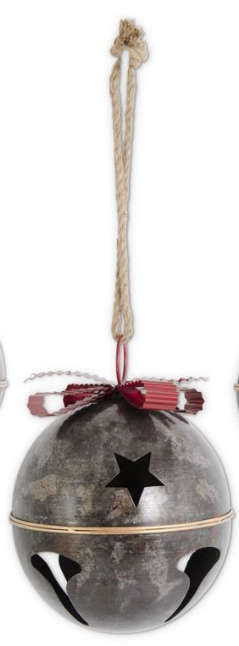 Large Marbled Dark Metal Jingle Bells w/Ribbon
