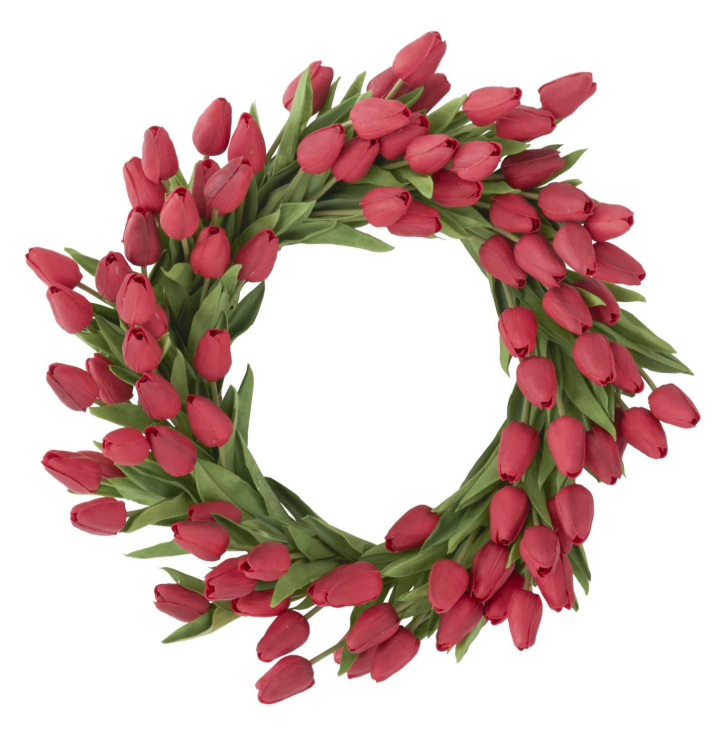 22 Inch Red Real Touch Mini Tulip Wreath