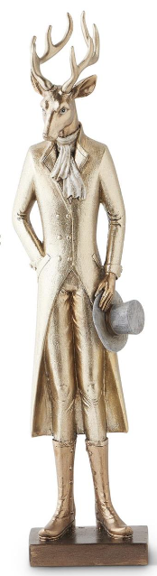 Gold Resin Standing Deer w/hat |Medium|