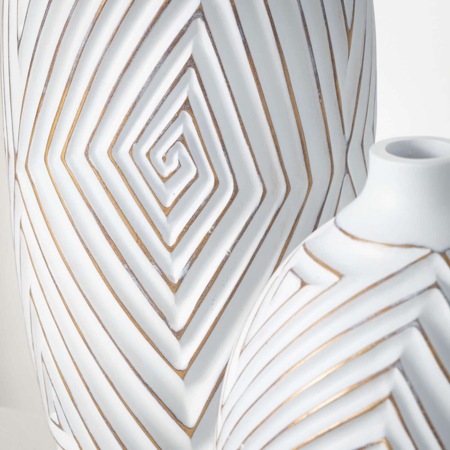 Gold Brushed Pattern Vases | Set of 2