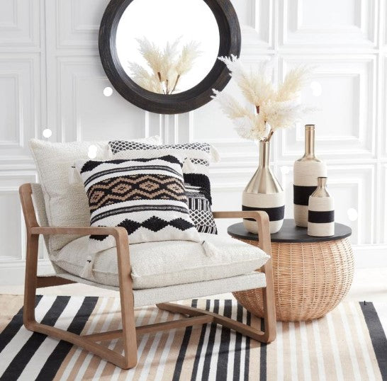 Brushed Gold Jute & Black Rope Woven Vases