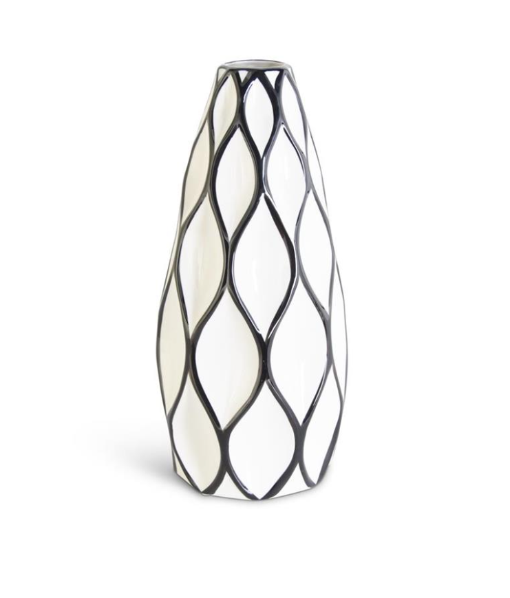 Slender White w/Black Diamond Pattern Ceram