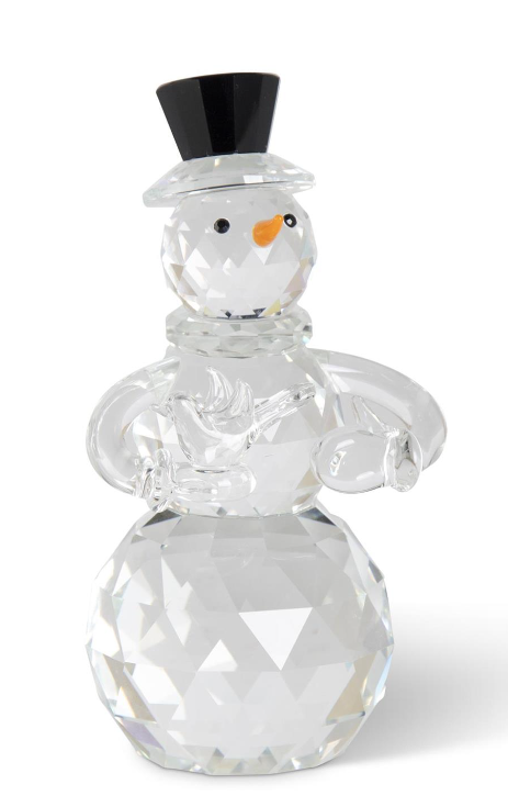 5 Inch Crystal Snowman w/Carrot Nose & Black Top Hat