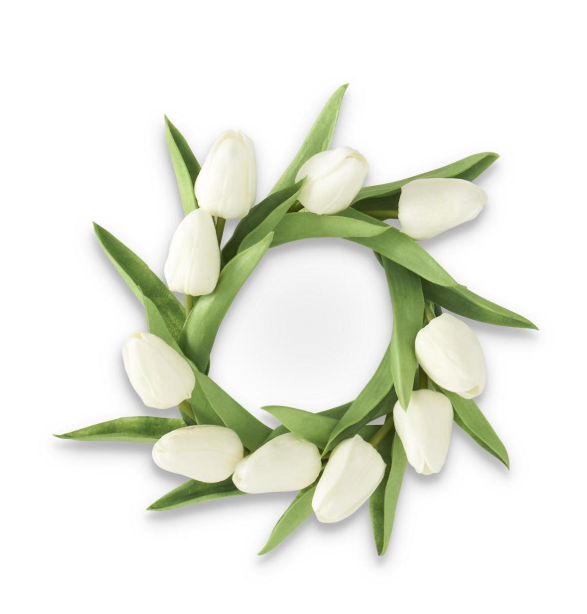 10 Inch White Real Touch Mini Tulip Candle Ring (4.75Dia.)