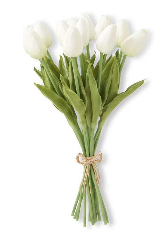13 Inch White Real Touch Mini Tulip Bundle (12 Stems)