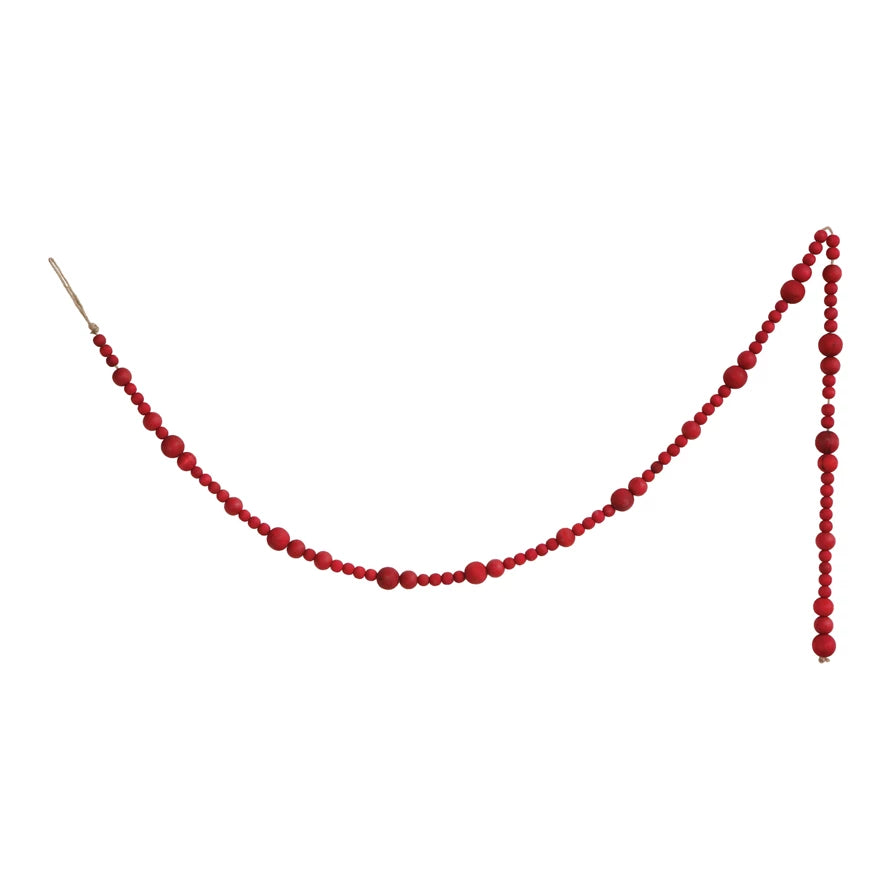 Paulownia Wood Bead Garland | Red