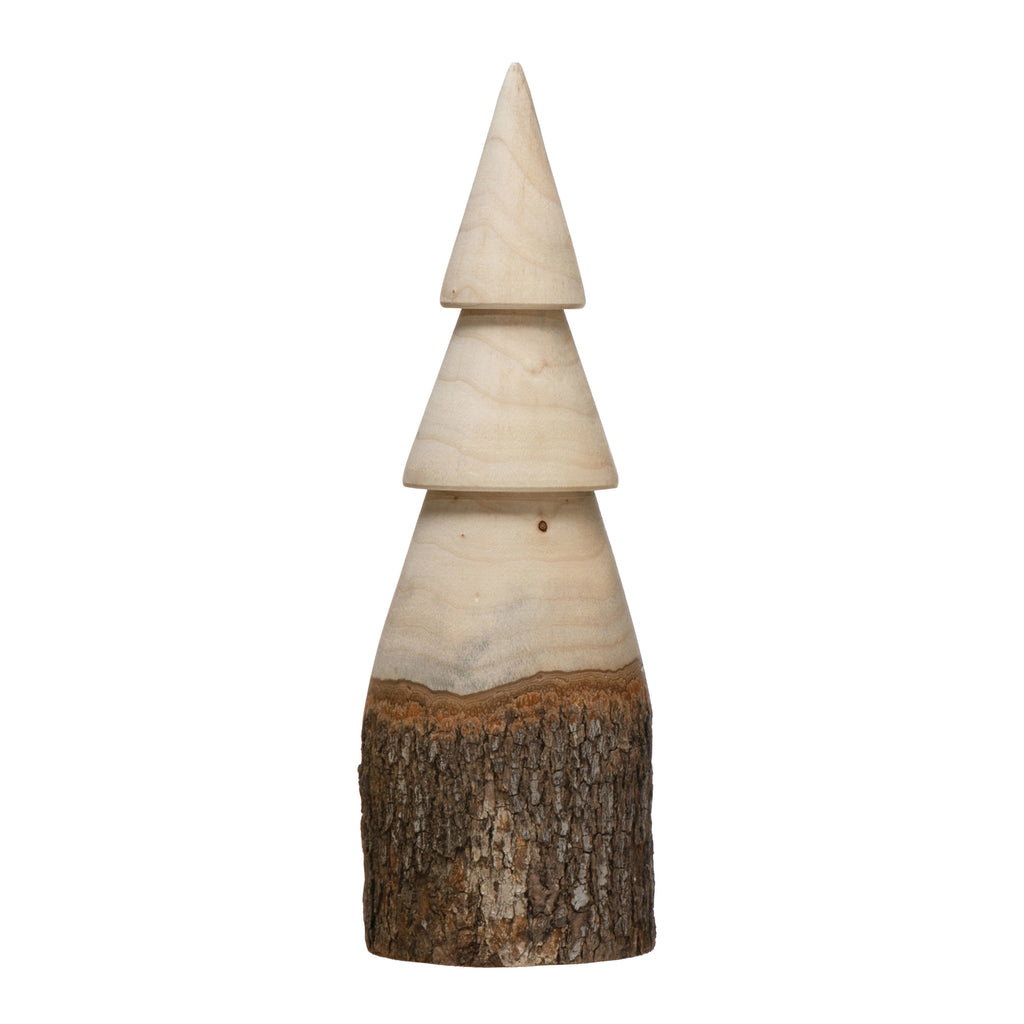Carved Wood Tree w/ Bark Base | Small