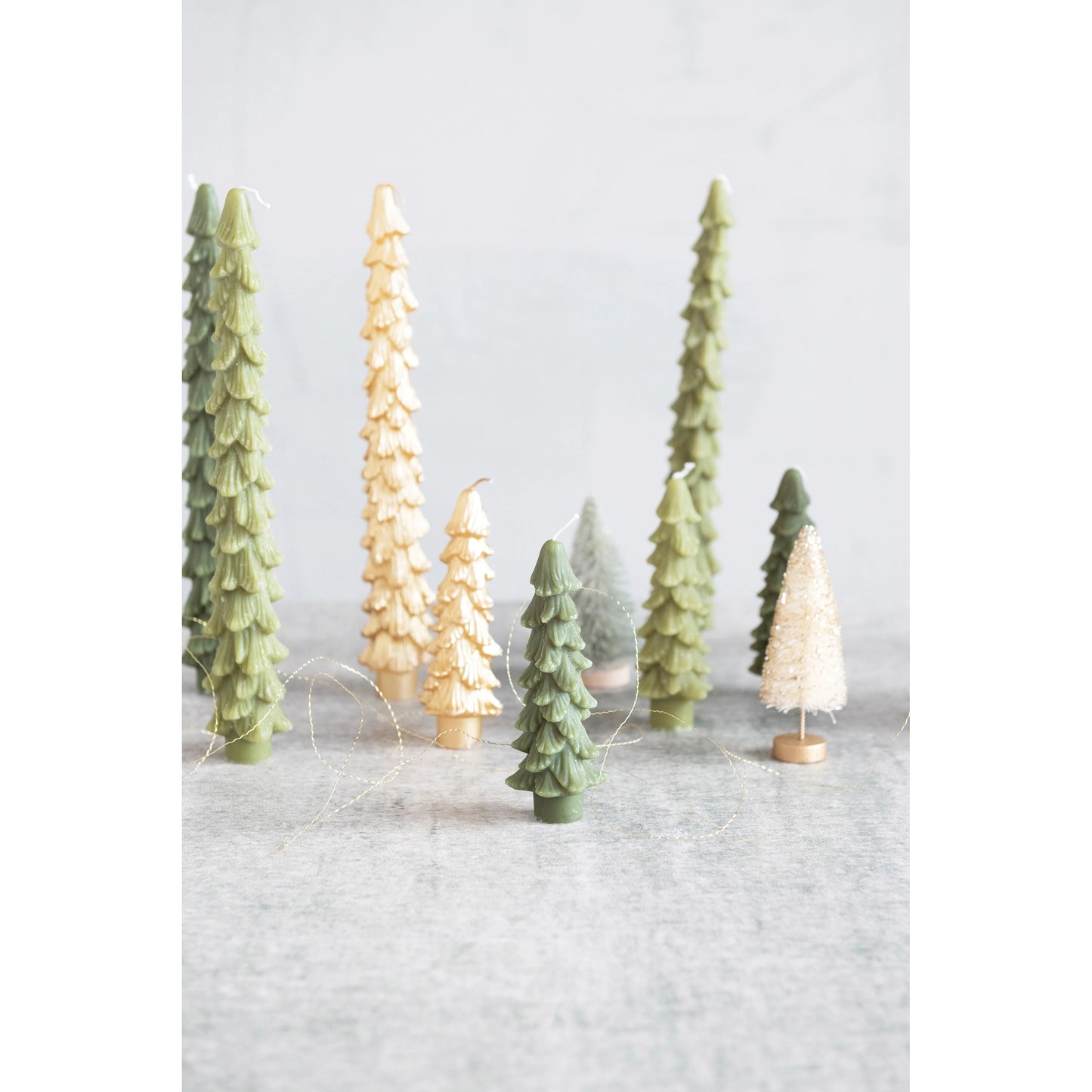 Unscented Tree Shaped Taper Candle | 5"H | Set of 2 | Evergreen