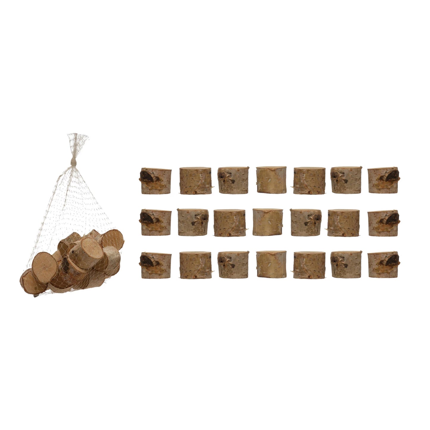 1-1/4" Round Birch Wood Slices in Mesh Bag | Set of 24
