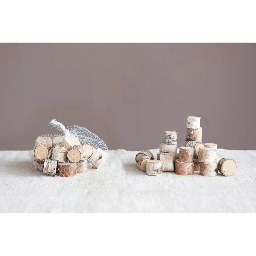 1-1/4" Round Birch Wood Slices in Mesh Bag | Set of 24