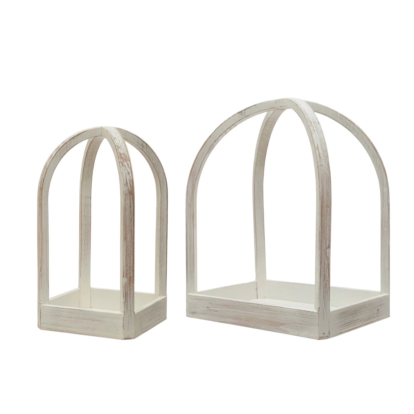 Wood Table Top Decor | Set of 2 | White