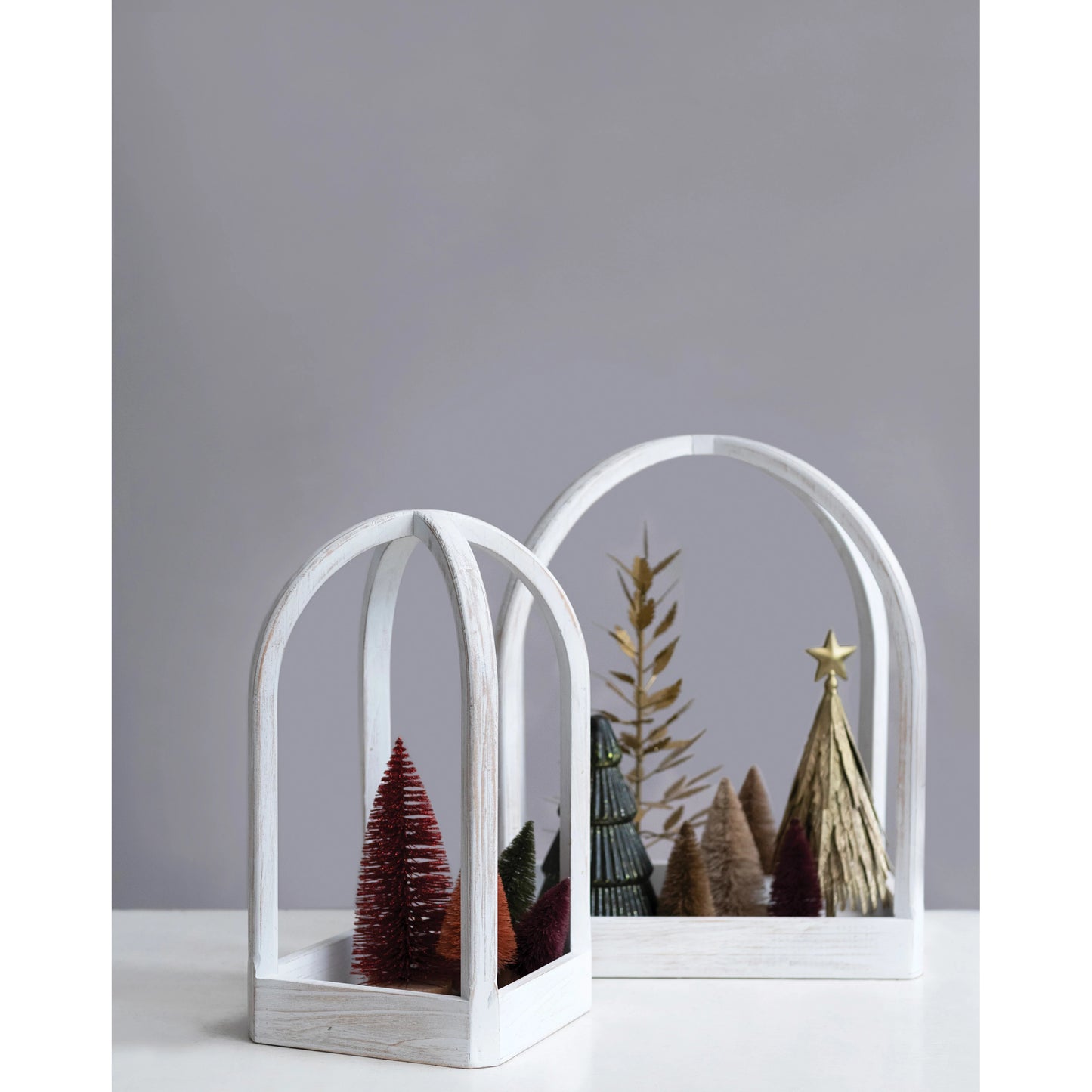 Wood Table Top Decor | Set of 2 | White