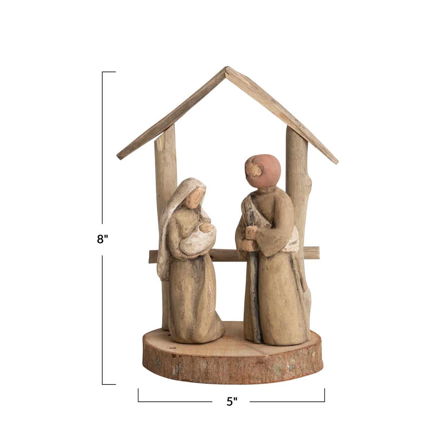 Handmade Driftwood & Paper Mache Nativity w/ Wood Base (Each One Will Vary)