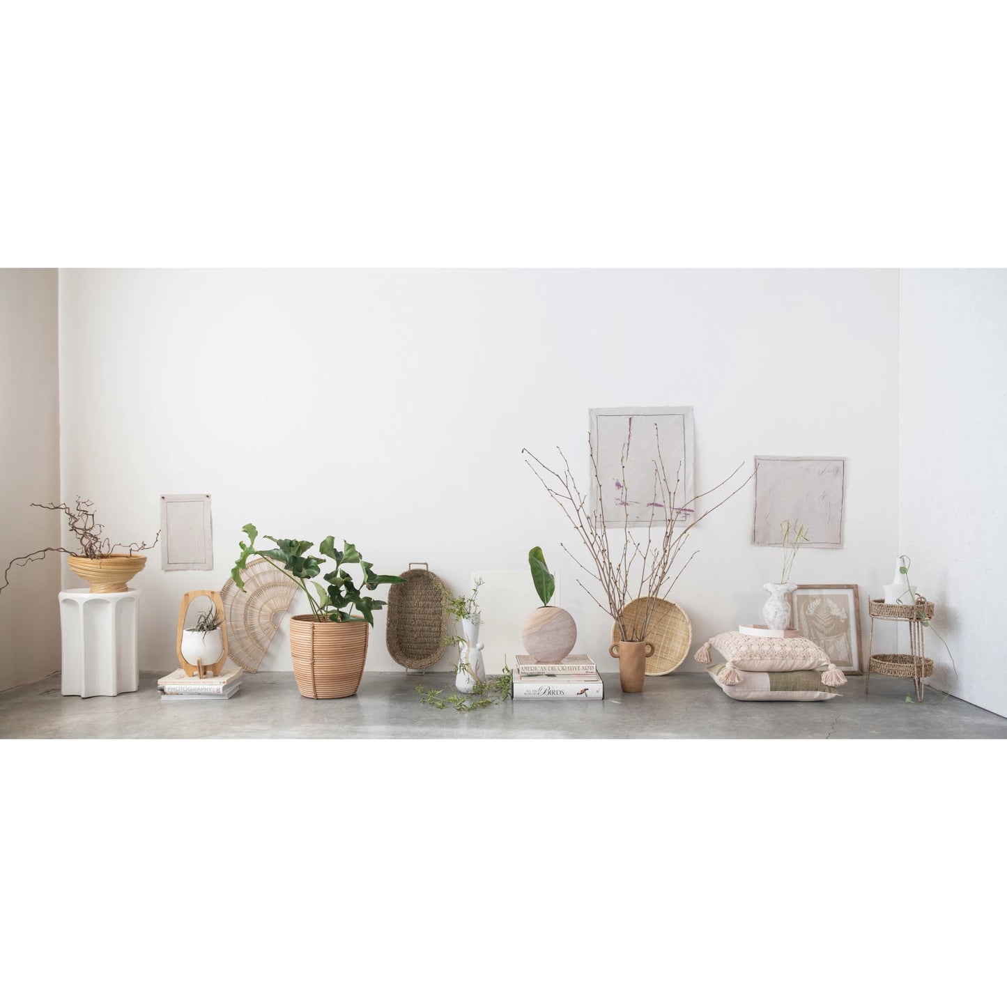 Stoneware Planter w/ Bamboo Stand