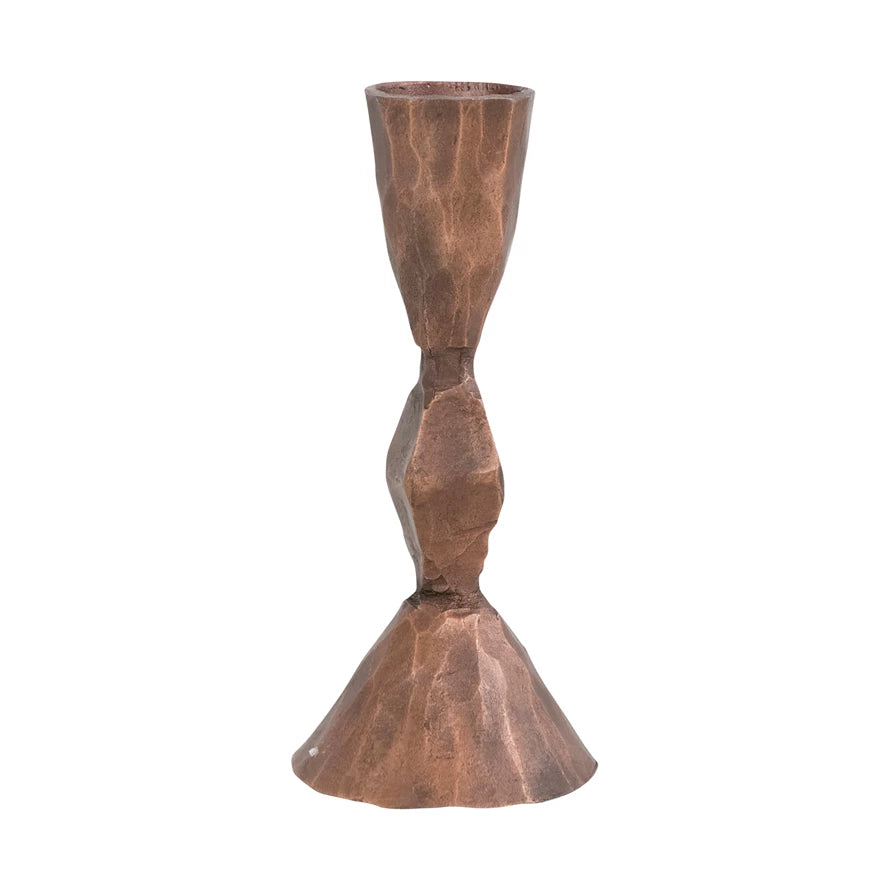 Hand-Forged Iron Taper Holder | 5"H | Antique copper Finish