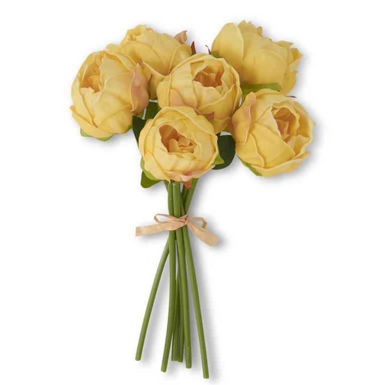 12" Real Touch Peony Bundle | 6 Stems | Yellow