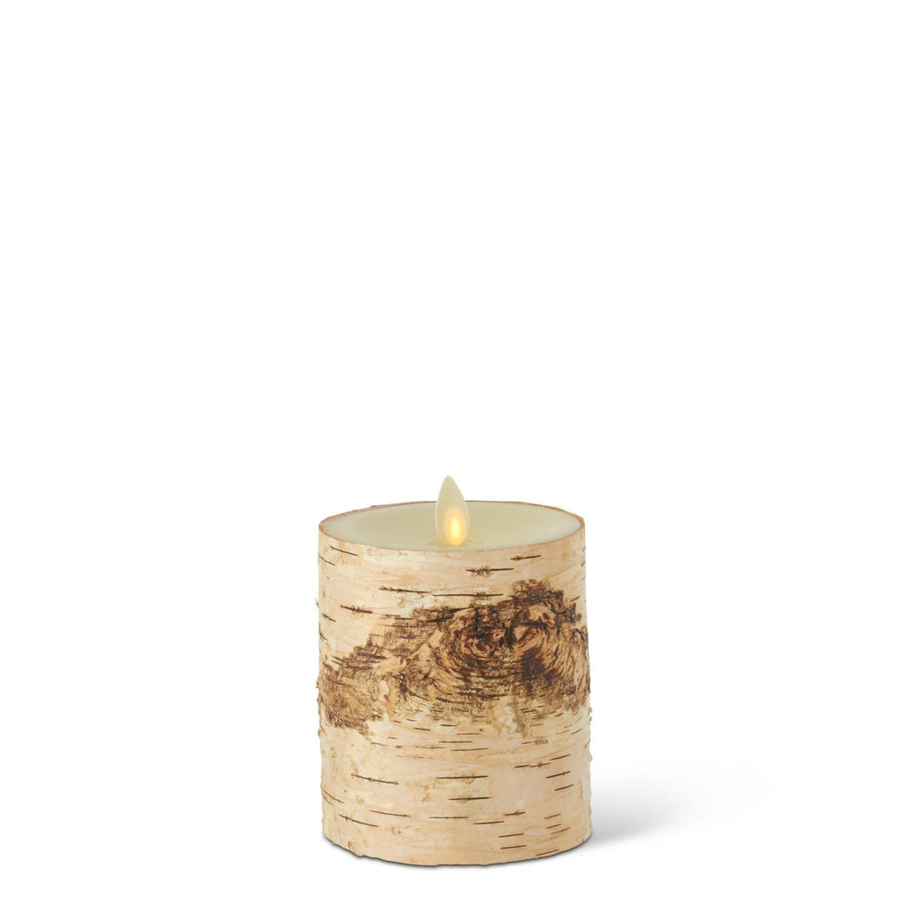 Luminara Birch Bark Wax Indoor Pillar Candle | 3.25