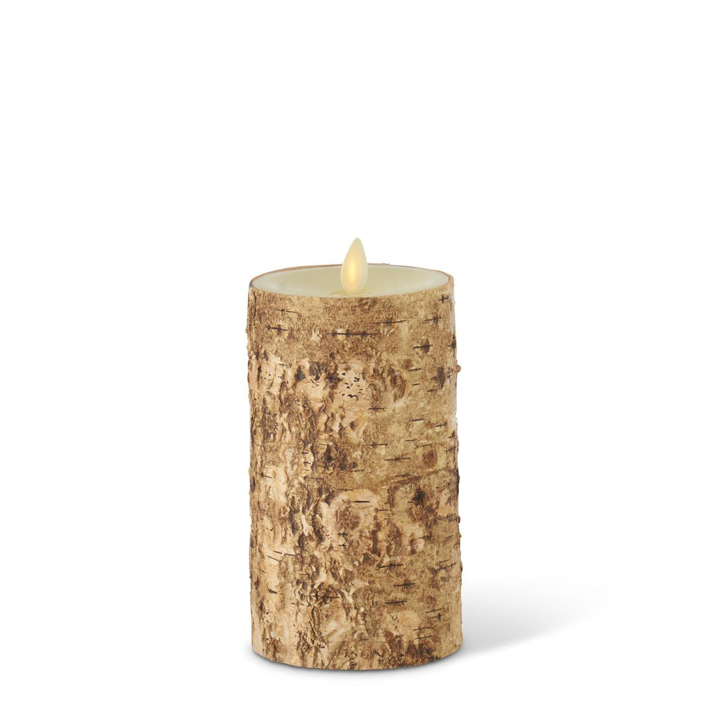 Luminara Birch Bark Wax Indoor Pillar Candle | 3.25