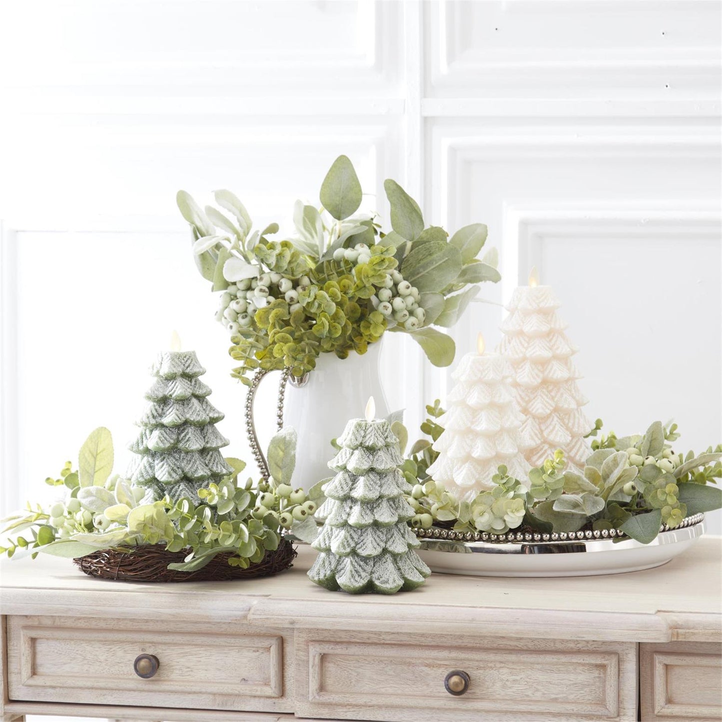 Luminara Snowy Tree Indoor Candle | 4.75" x 6.5" | Green