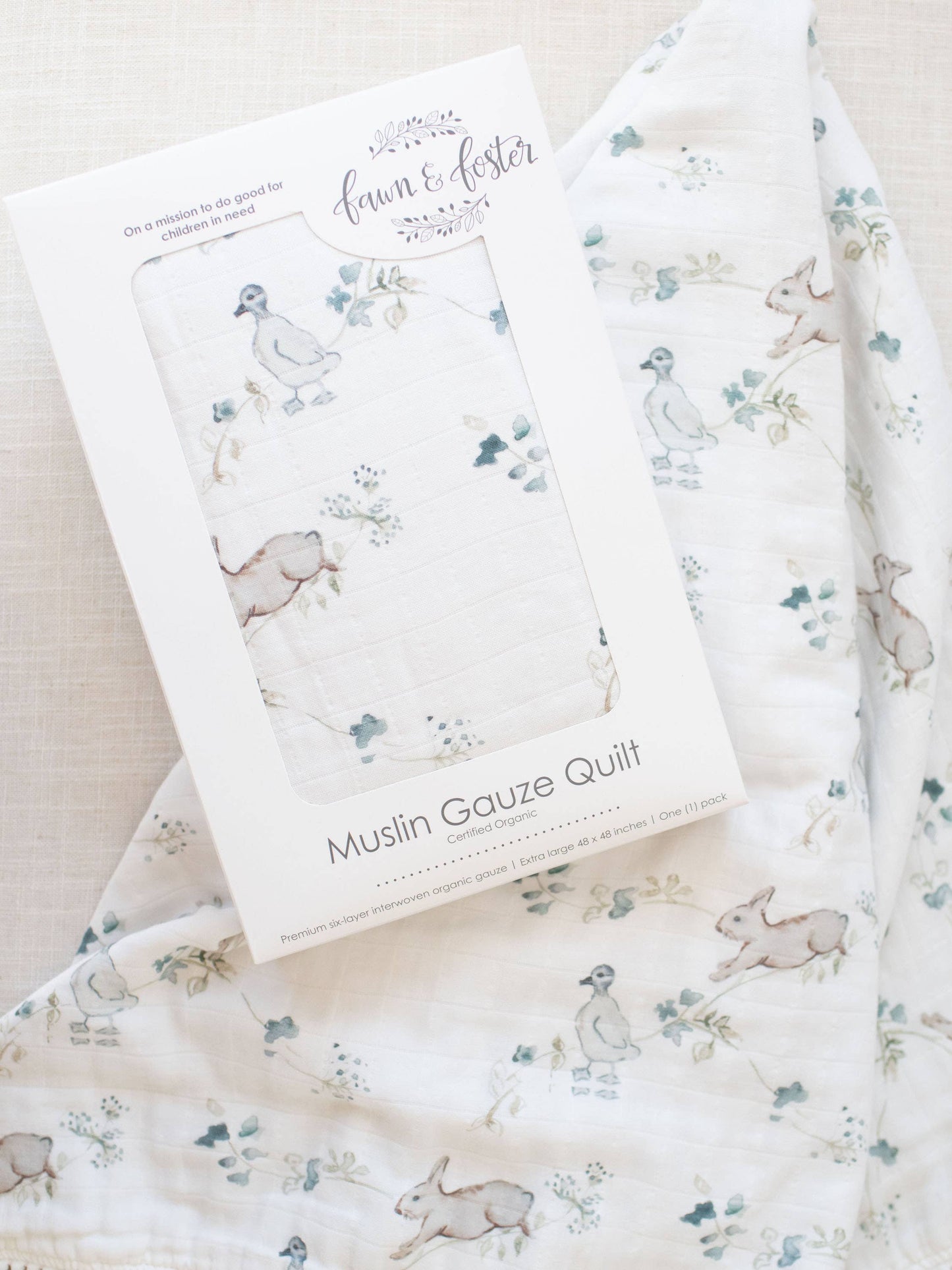 Organic Muslin Gauze Quilt Baby Blanket | Ivy Hollow Bunny