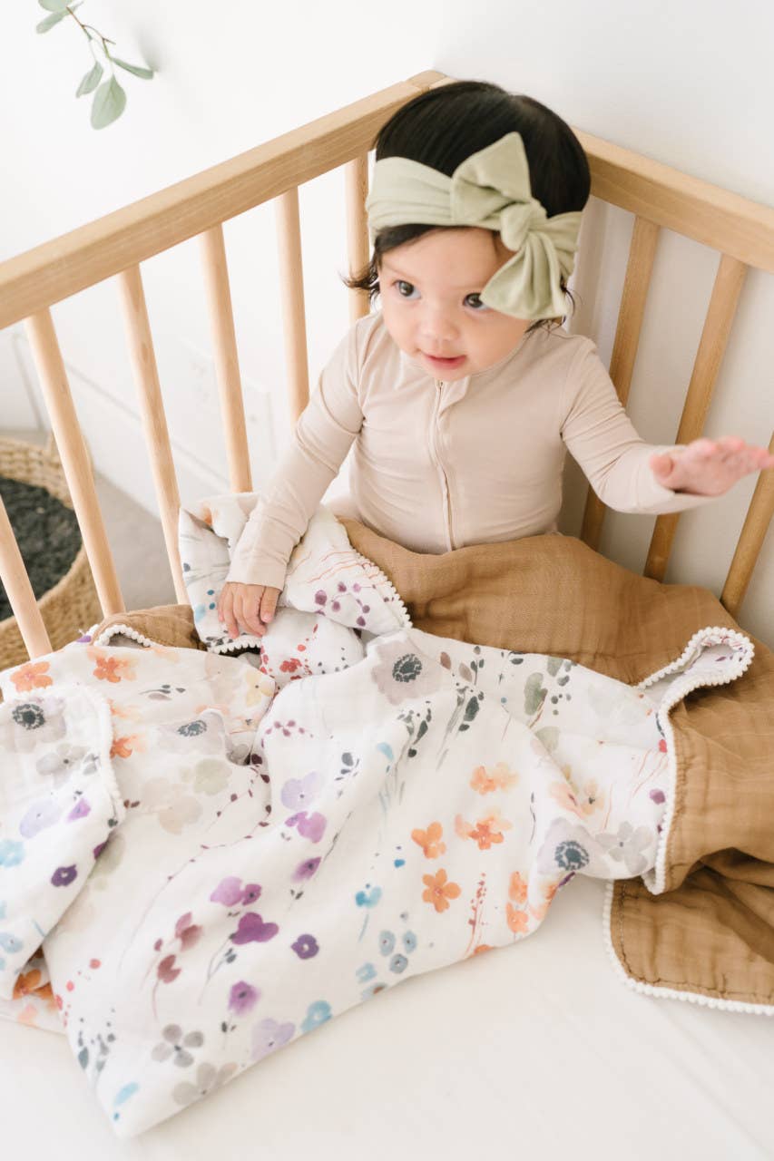Organic Muslin Gauze Quilt Baby Blanket | Violet Floral
