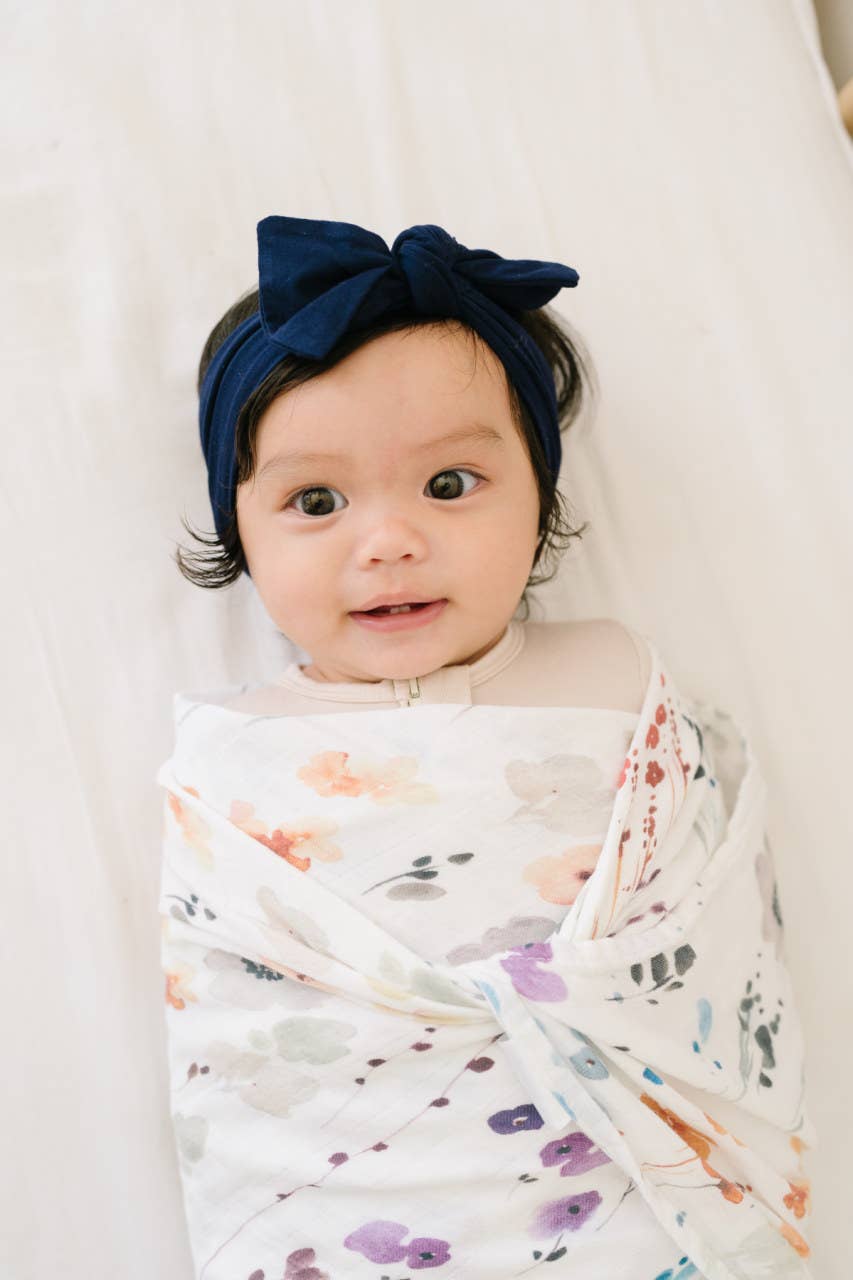 Organic Muslin Gauze Swaddle Receiving Blanket Violet Floral
