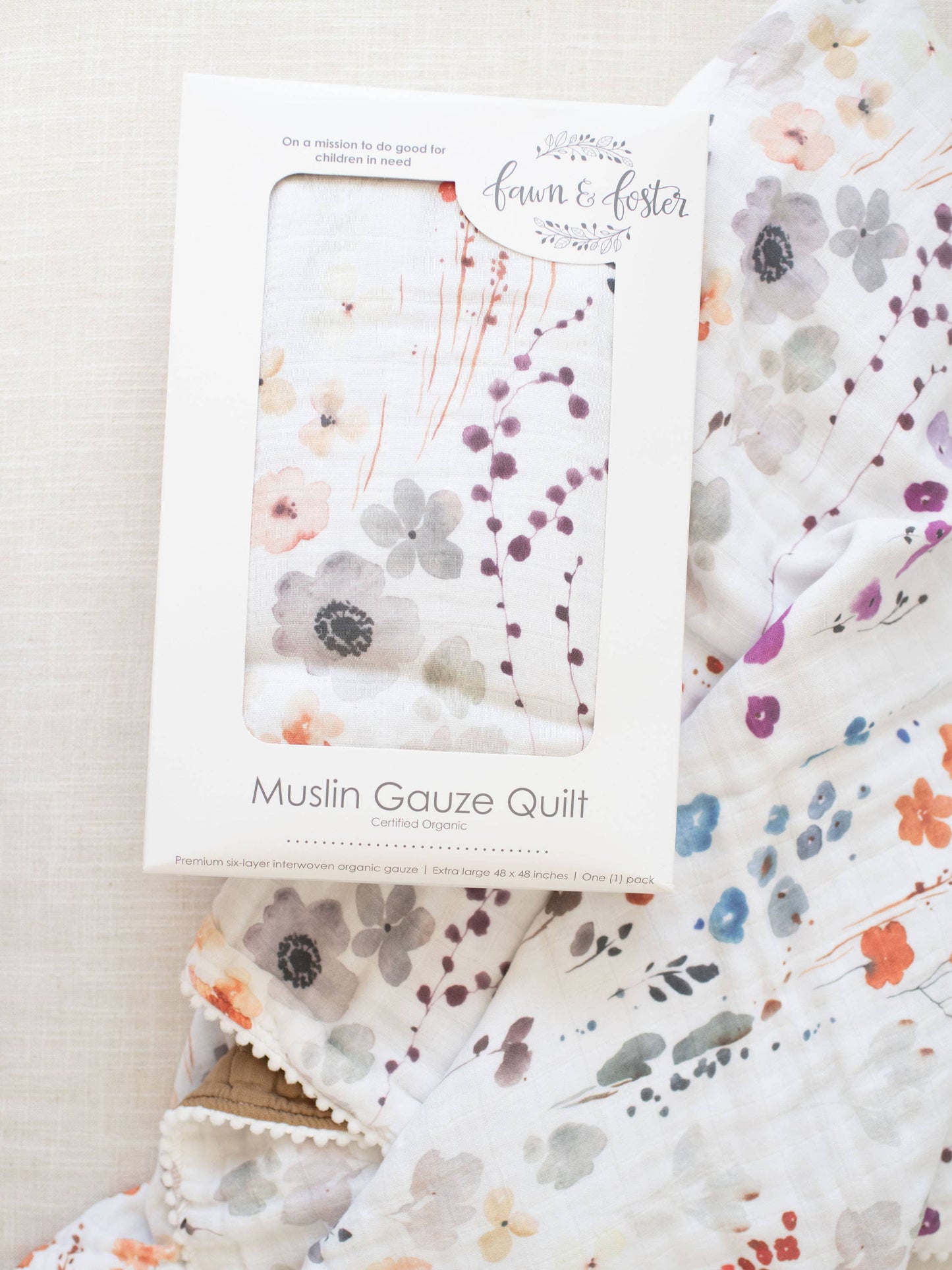 Organic Muslin Gauze Quilt Baby Blanket | Violet Floral