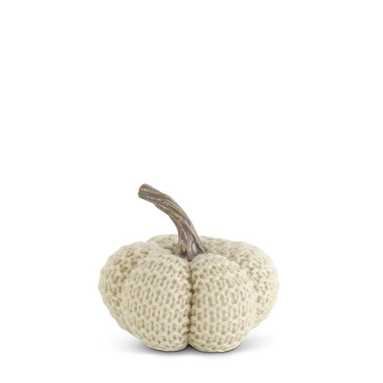 Knit Stuffed Pumpkin | 4.5" | Cream