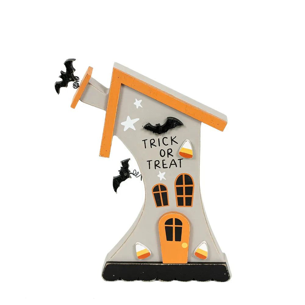 wood cutout house (TRICK) multicolor Pumpkins & Sweets