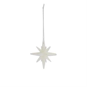 2 Inch 9 Point White Glitter Star Ornament
