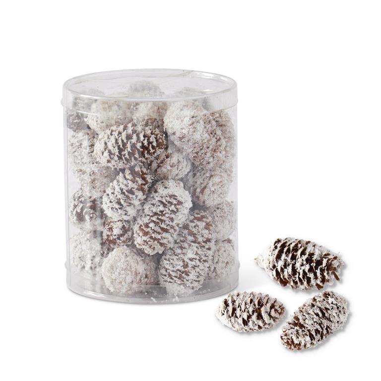 Cylinder of Flocked Long Brown Pinecone