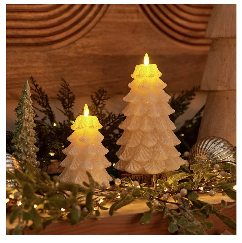 Luminara Snowy White Tree Candle- 2 size options