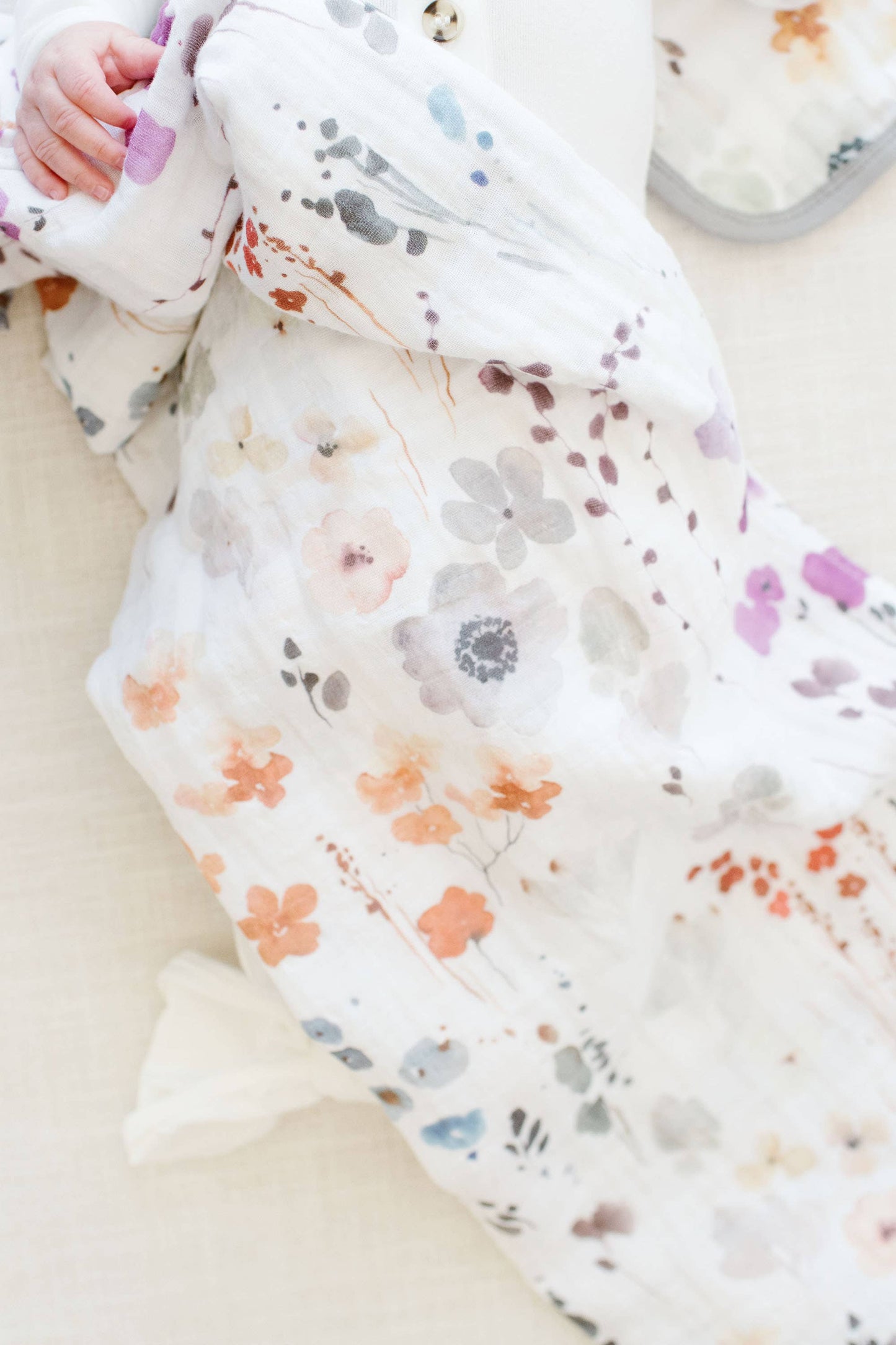 Organic Muslin Gauze Swaddle Receiving Blanket Violet Floral
