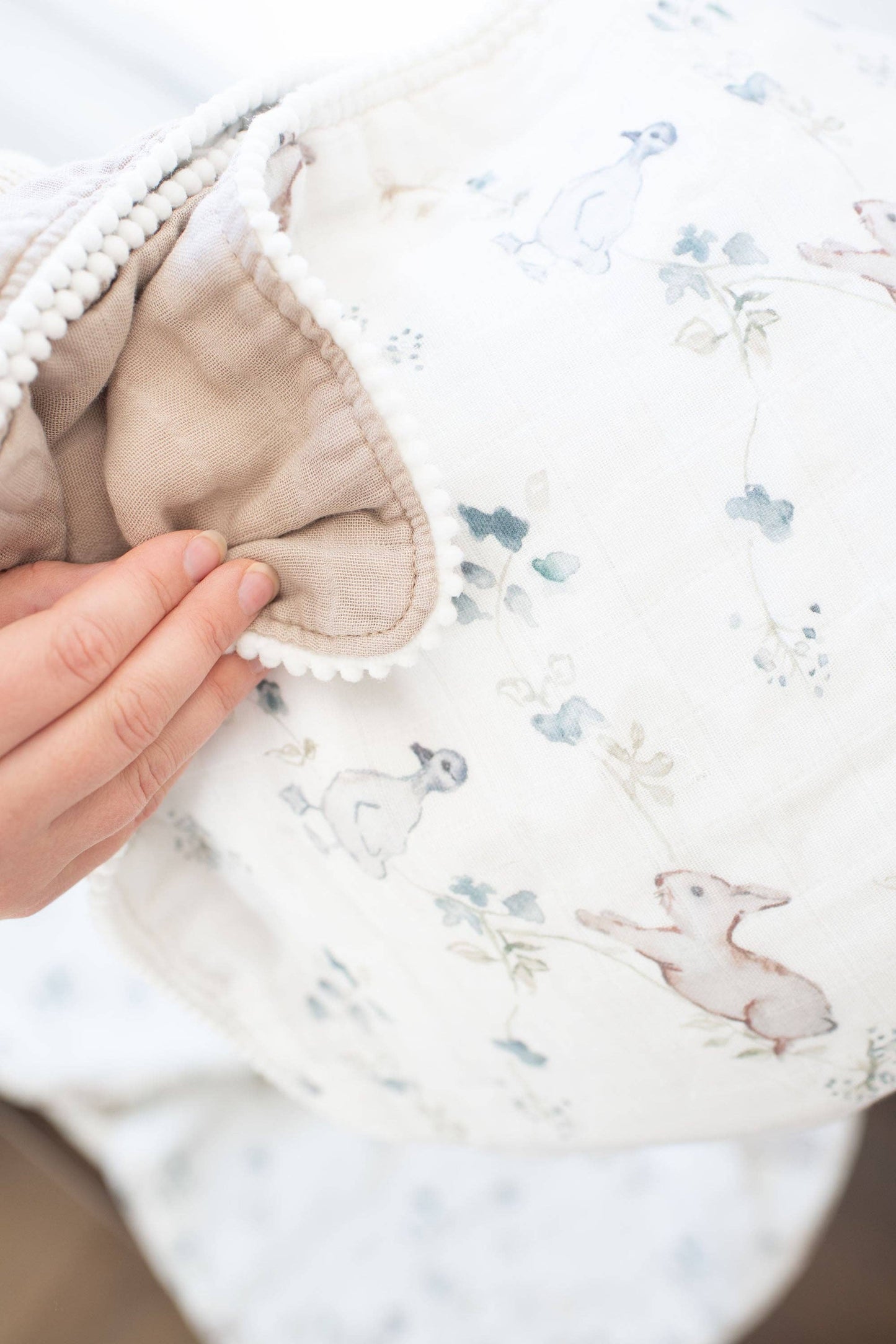 Organic Muslin Gauze Quilt Baby Blanket | Ivy Hollow Bunny