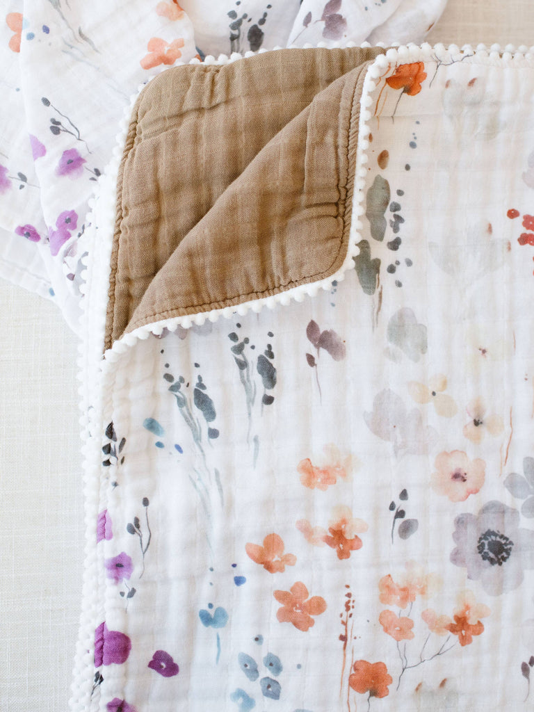Organic Muslin Gauze Quilt Baby Blanket | Violet Floral